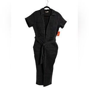 Women’s Intempo Black Washed Belted Denim Jumpsuit Size 16 NWT